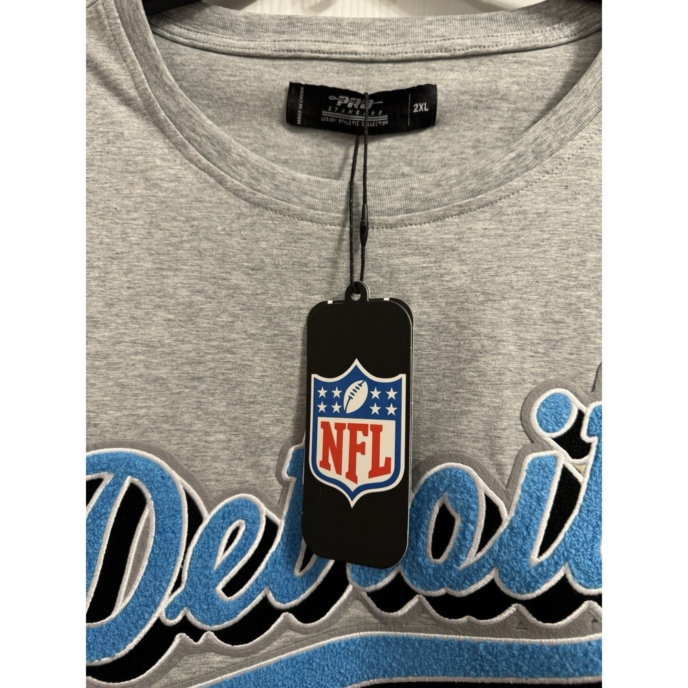 Pro Standard NFL Detroit Lions Men's Script Tail Logo Tee‎ Gray Sz 2XL - Picture 7 of 7